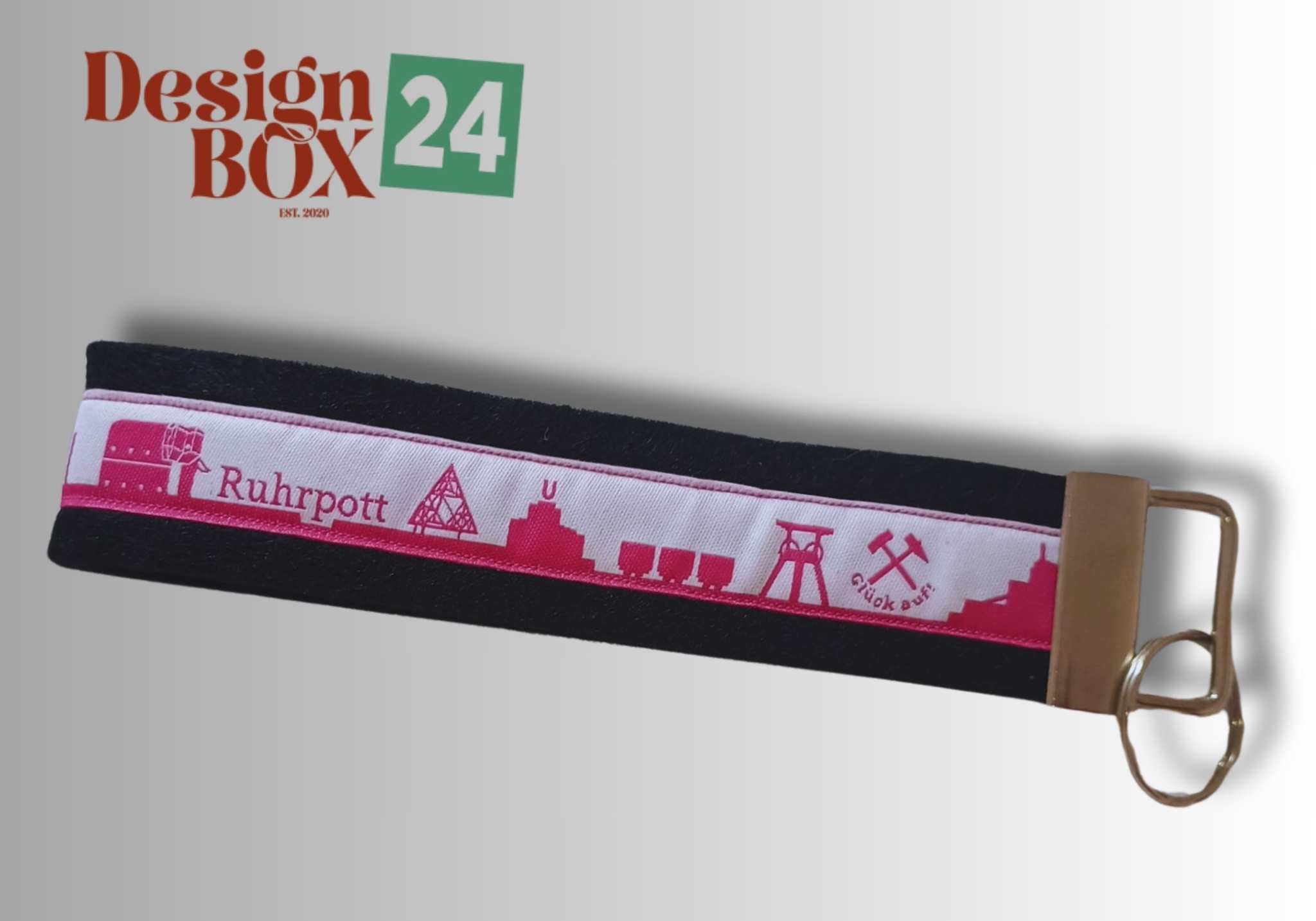  »Schlüsselanhänger Filz Ruhrgebiet Schwarz/Pink«        