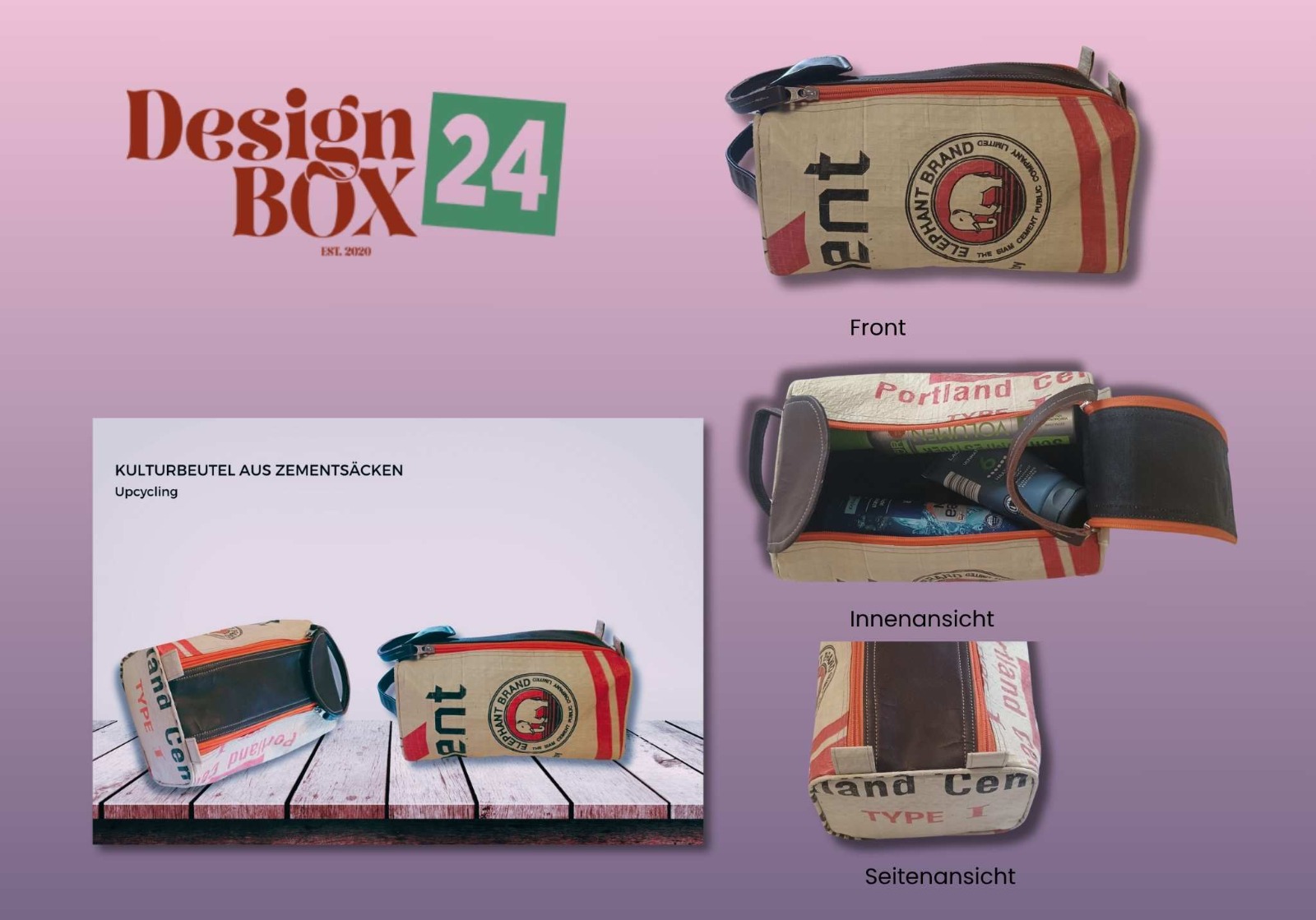  »Kulturbeutel aus recycelten Zementsack«             